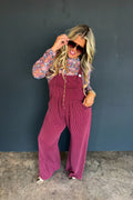 Fall Essentials Overalls- Plum
