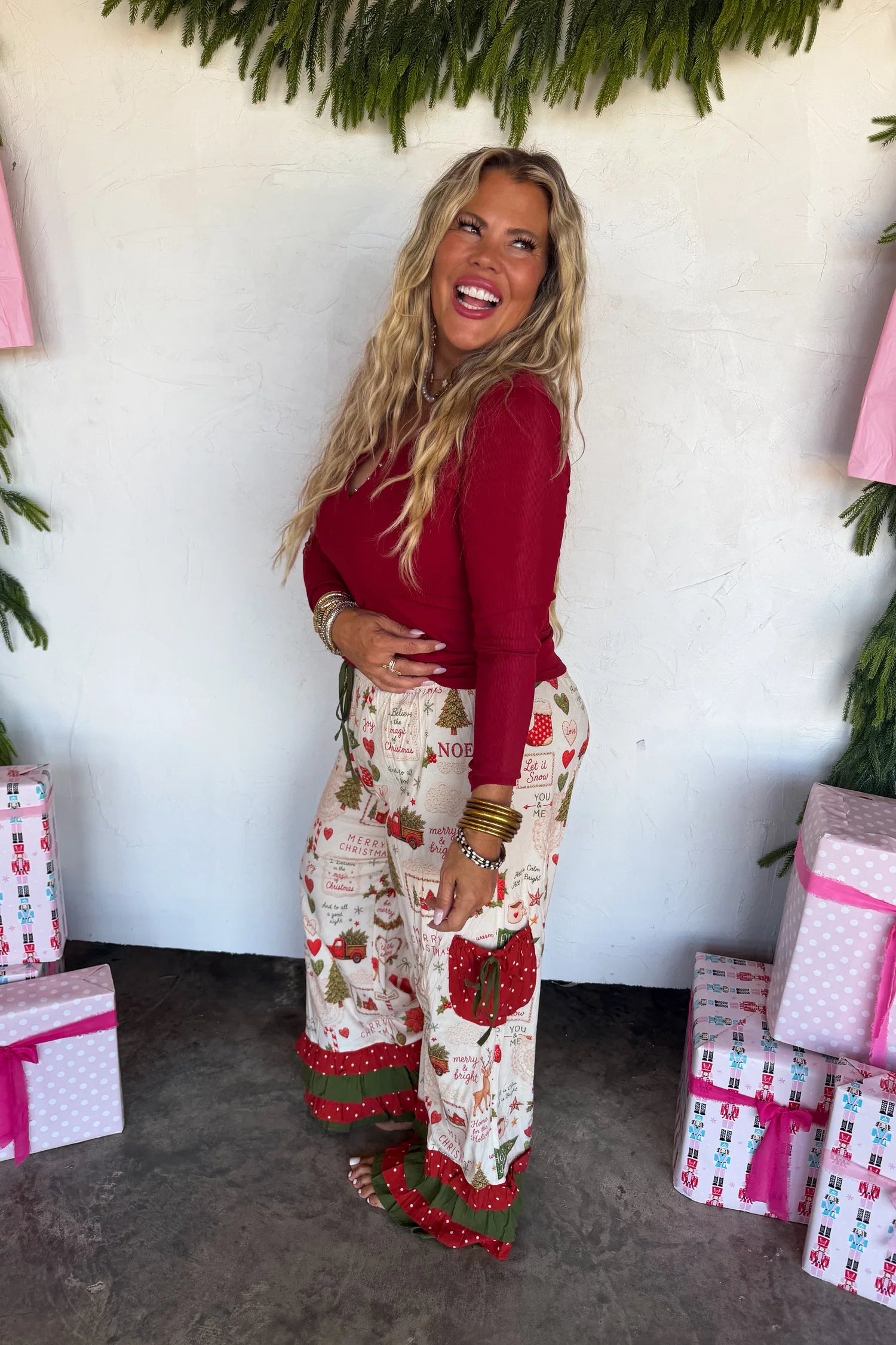 Vintage Christmas Bloomer Pants- Polka Dot Pocket