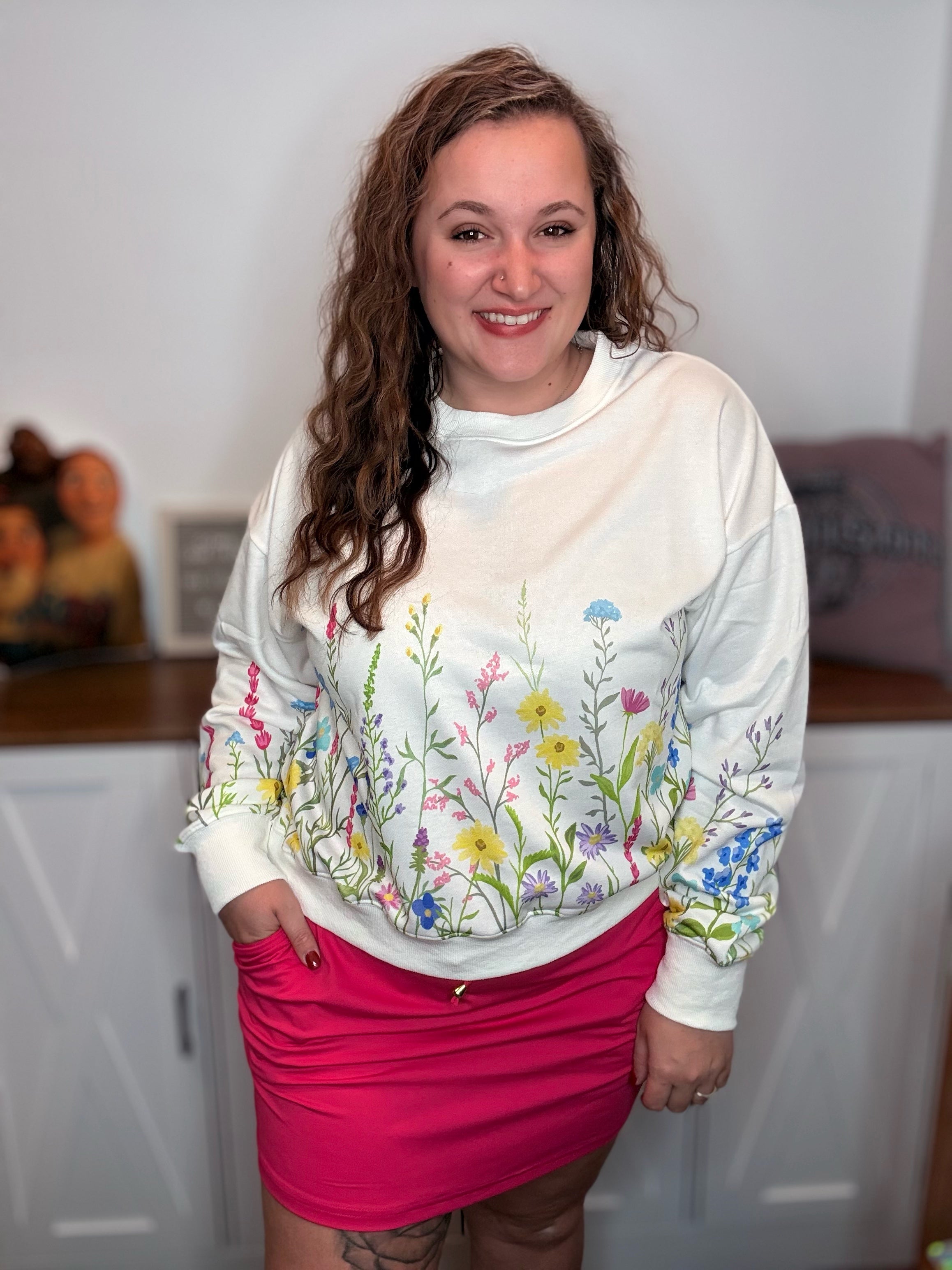 Wildflower Field Printed Pullover