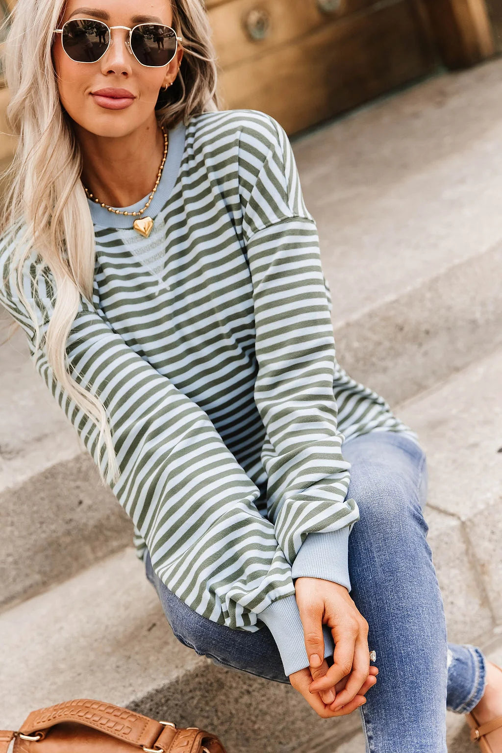 Bluegrass Stripe Ampersand Performance Fleece University Pullover *PREORDER*