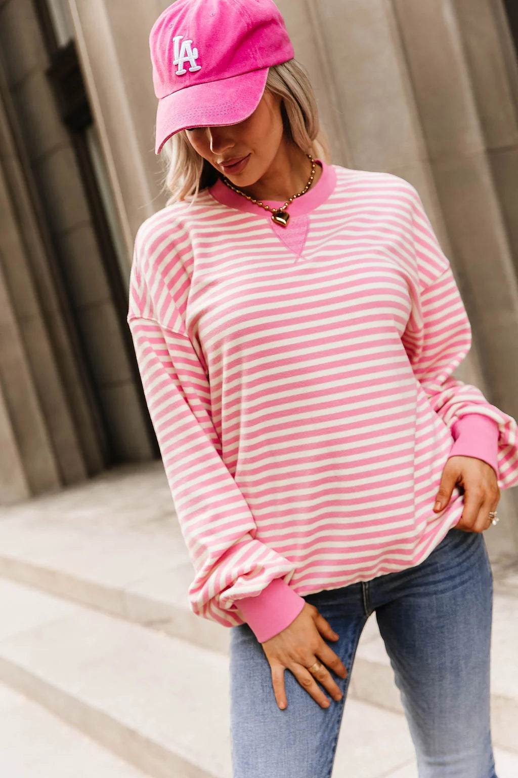 Tulip Stripe Ampersand Performance Fleece University Pullover *PREORDER*