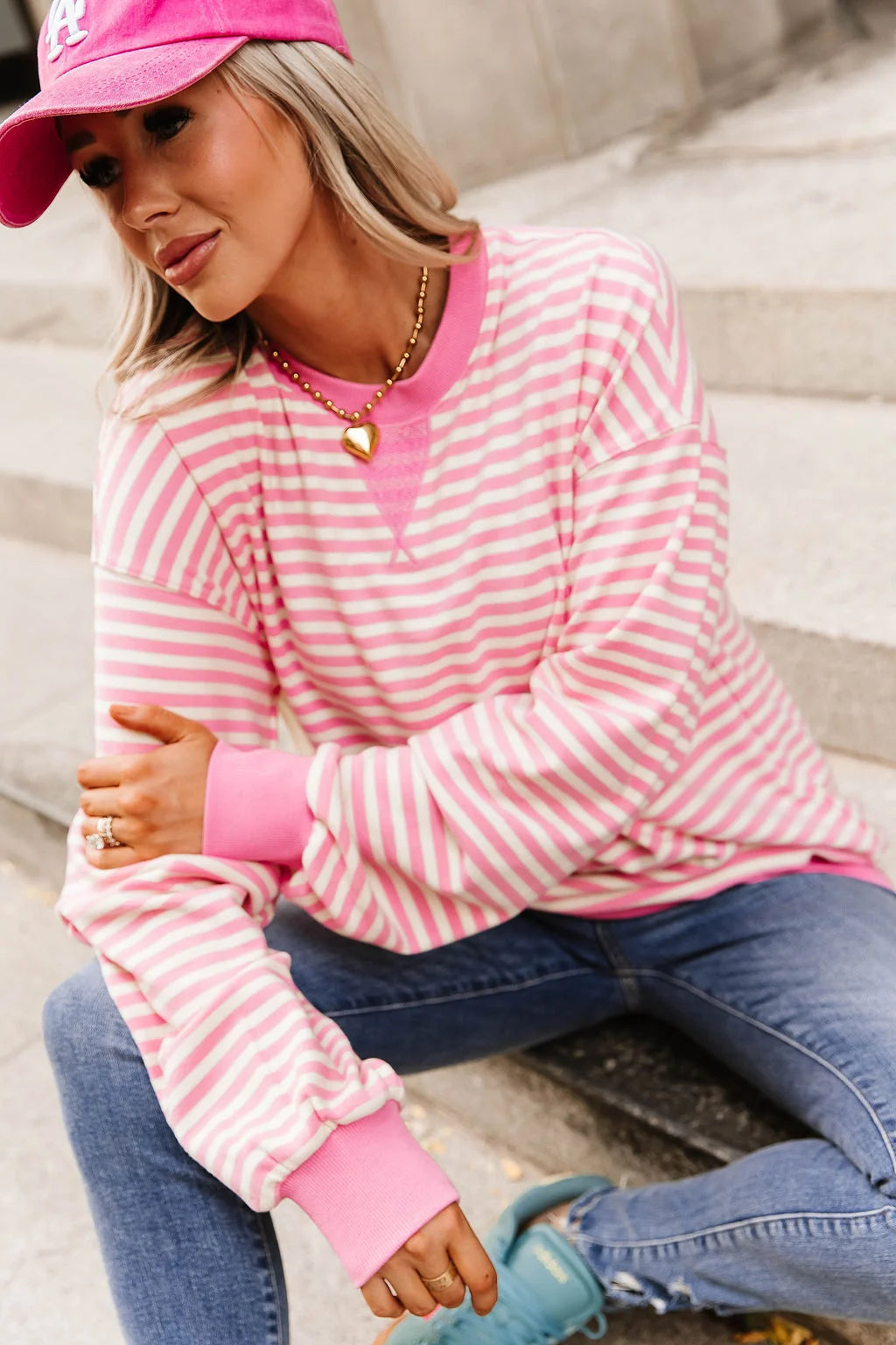 Tulip Stripe Ampersand Performance Fleece University Pullover *PREORDER*