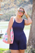 The Weekend Plans Romper- Blue