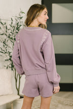 The Little Bit of Comfort Embroidered Top and Bottom Set- Dusty Mauve