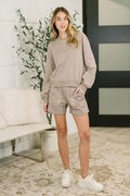 The Little Bit of Comfort Embroidered Top and Bottom Set- Taupe