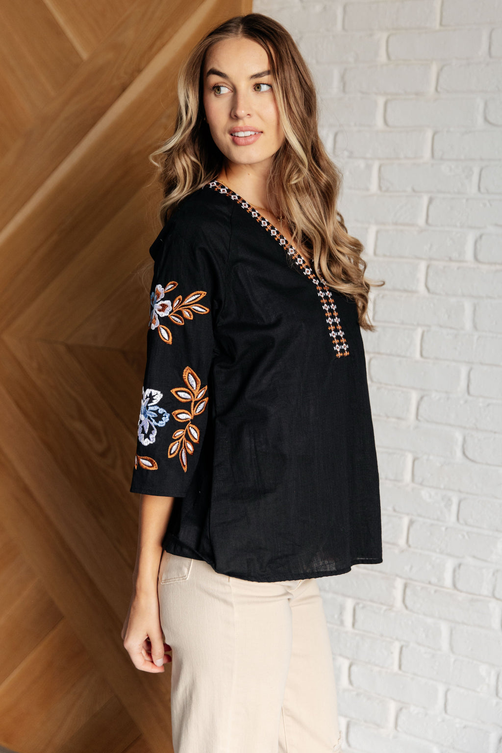 The All In Me Embroidered V-Neck Blouse