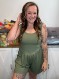 The Weekend Plans Romper- Olive