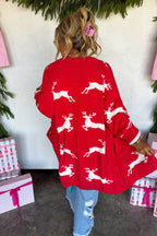 Cozy Christmas Cloud Cardigan- Reindeer