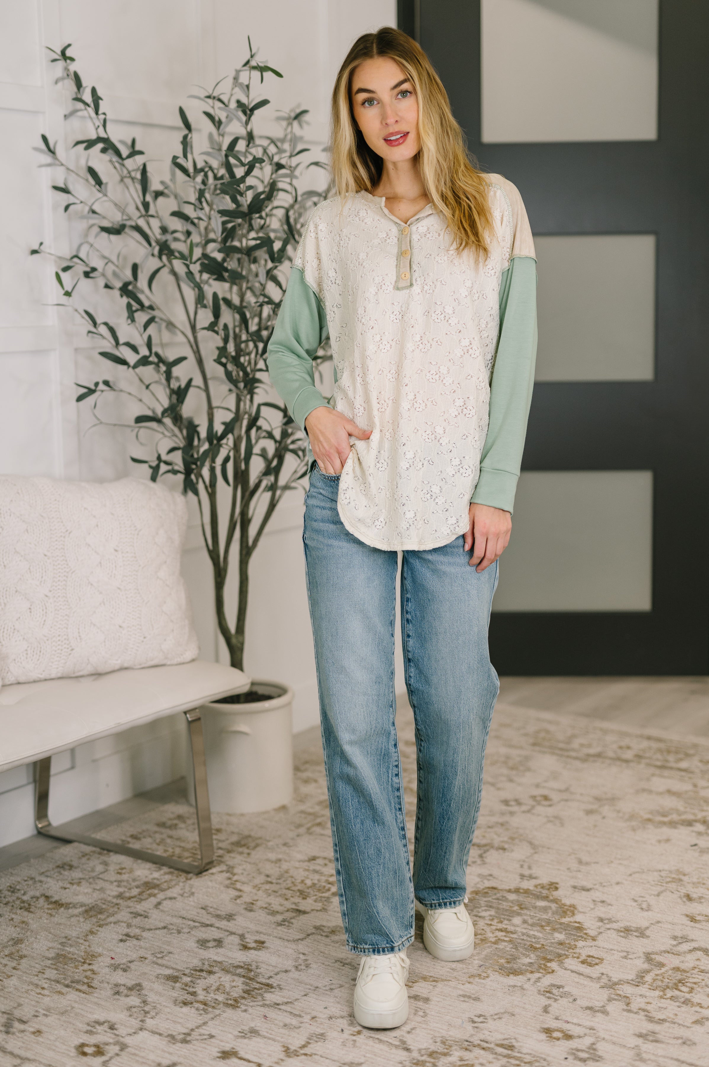 The Lace & Layers Henley Top