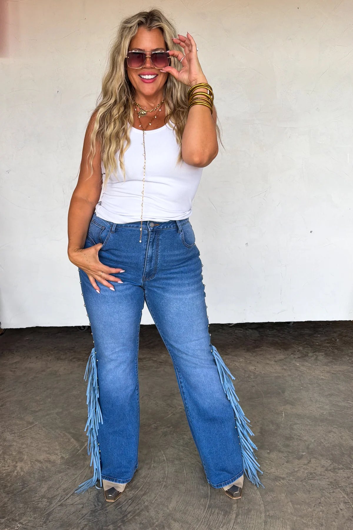 On the Fringe Flare Jeans