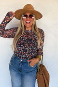 The Dress It Up Mesh Top- Navy Fall Floral