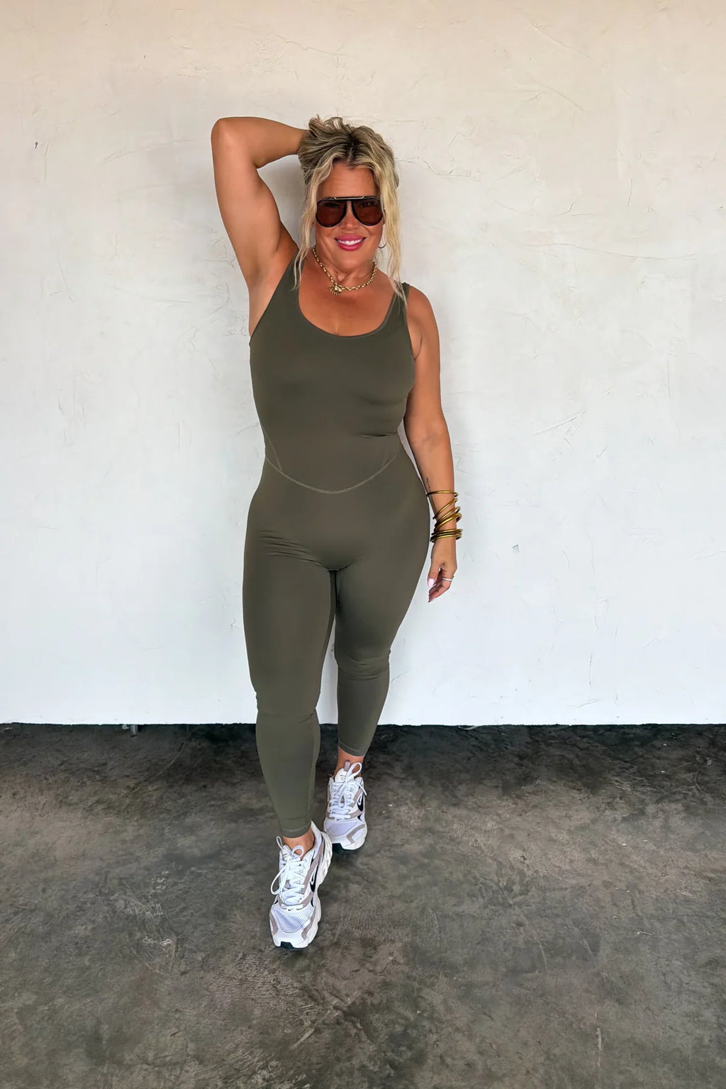 Out and About Yoga Romper - Olive