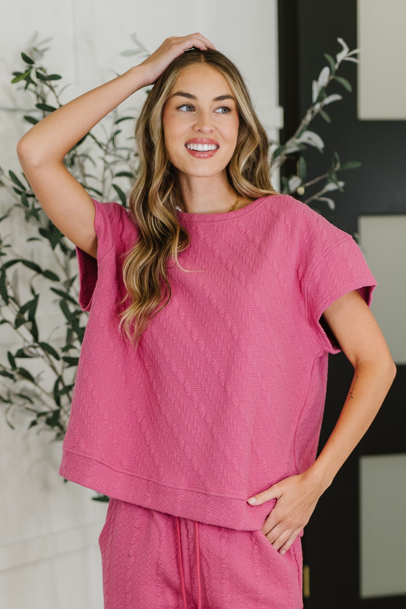 The Can't Quit You Drop Shoulder Top- Magenta