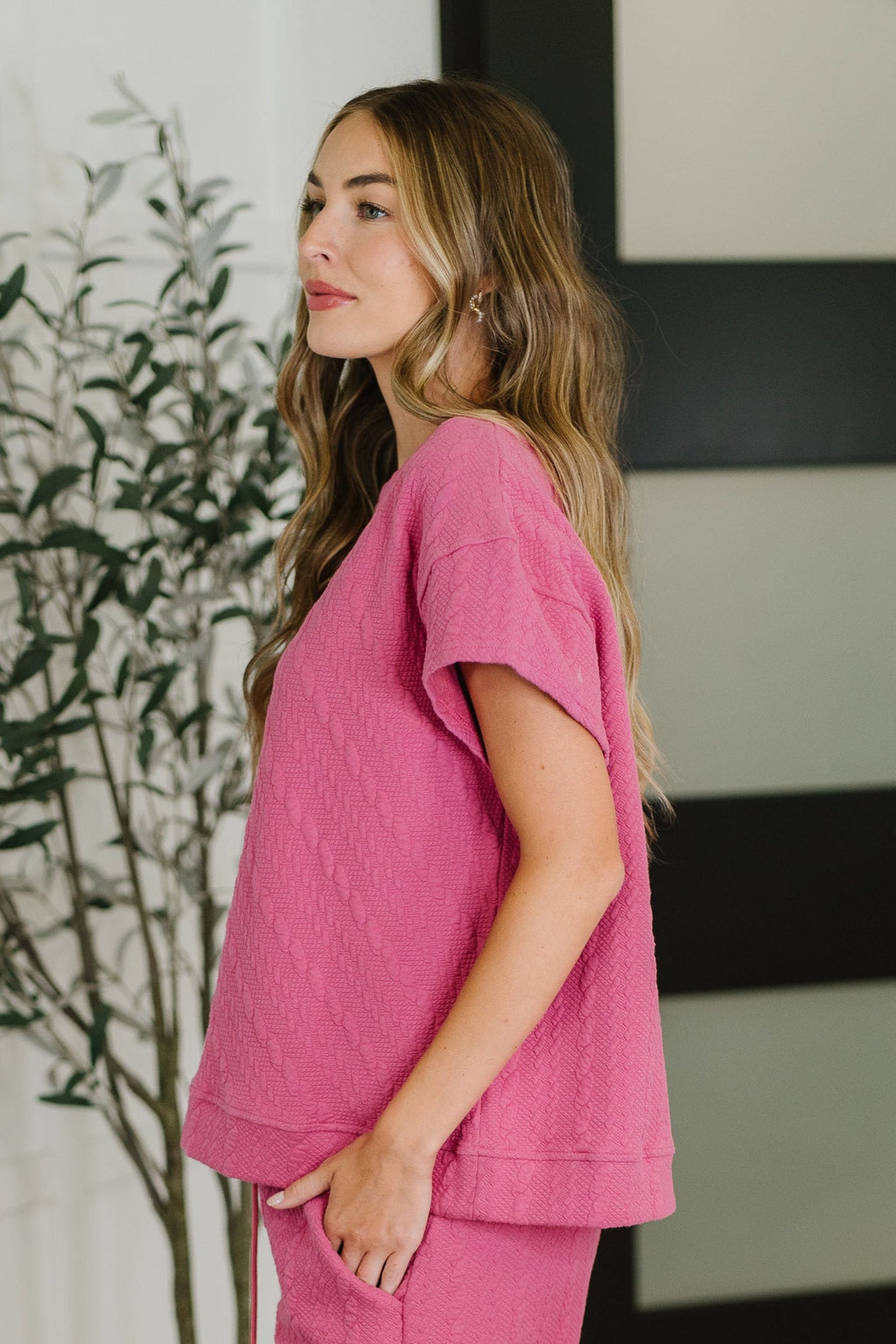 The Can't Quit You Drop Shoulder Top- Magenta
