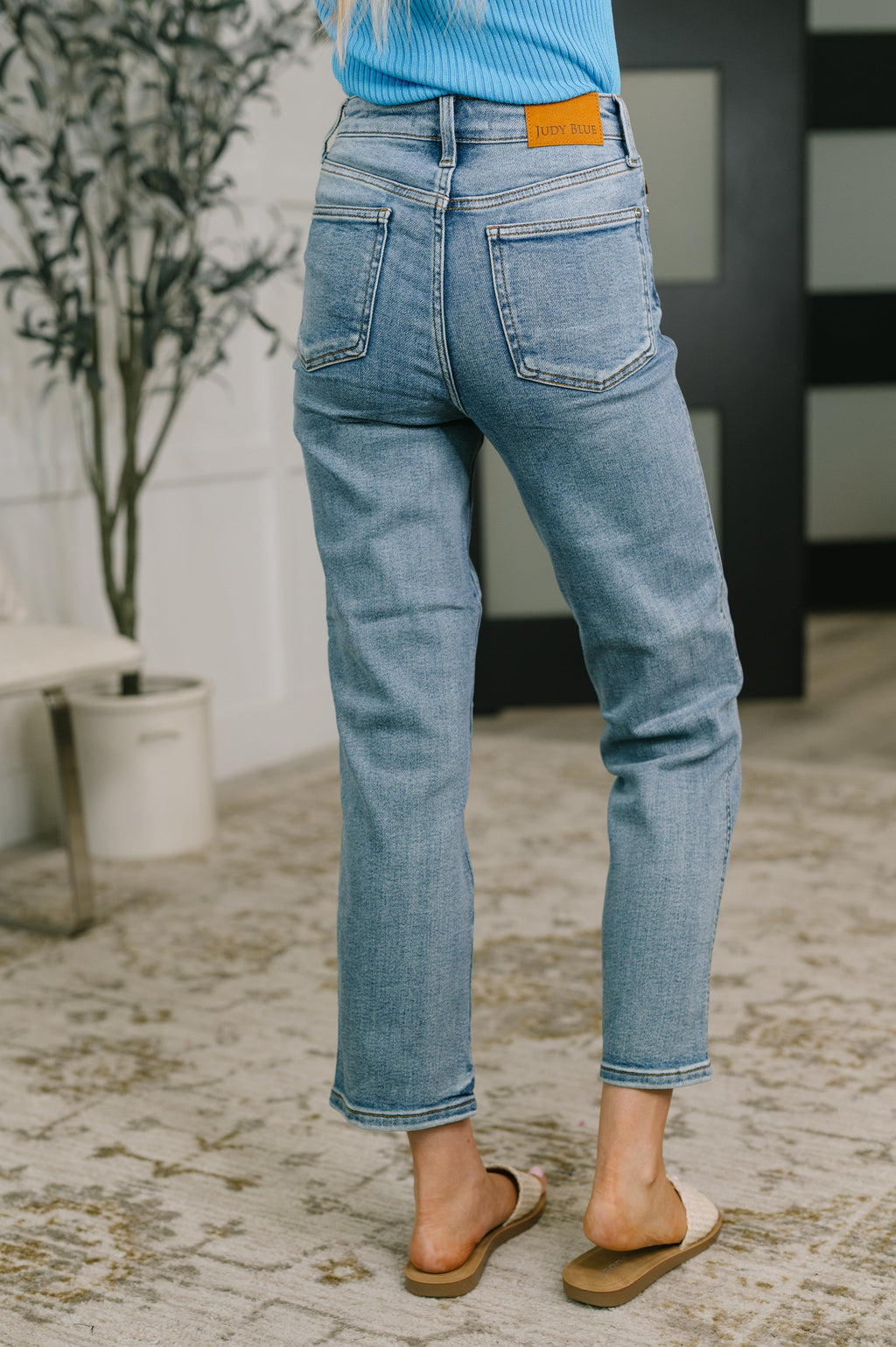 High Waist Ankle Straight Jean - Break Through Blue