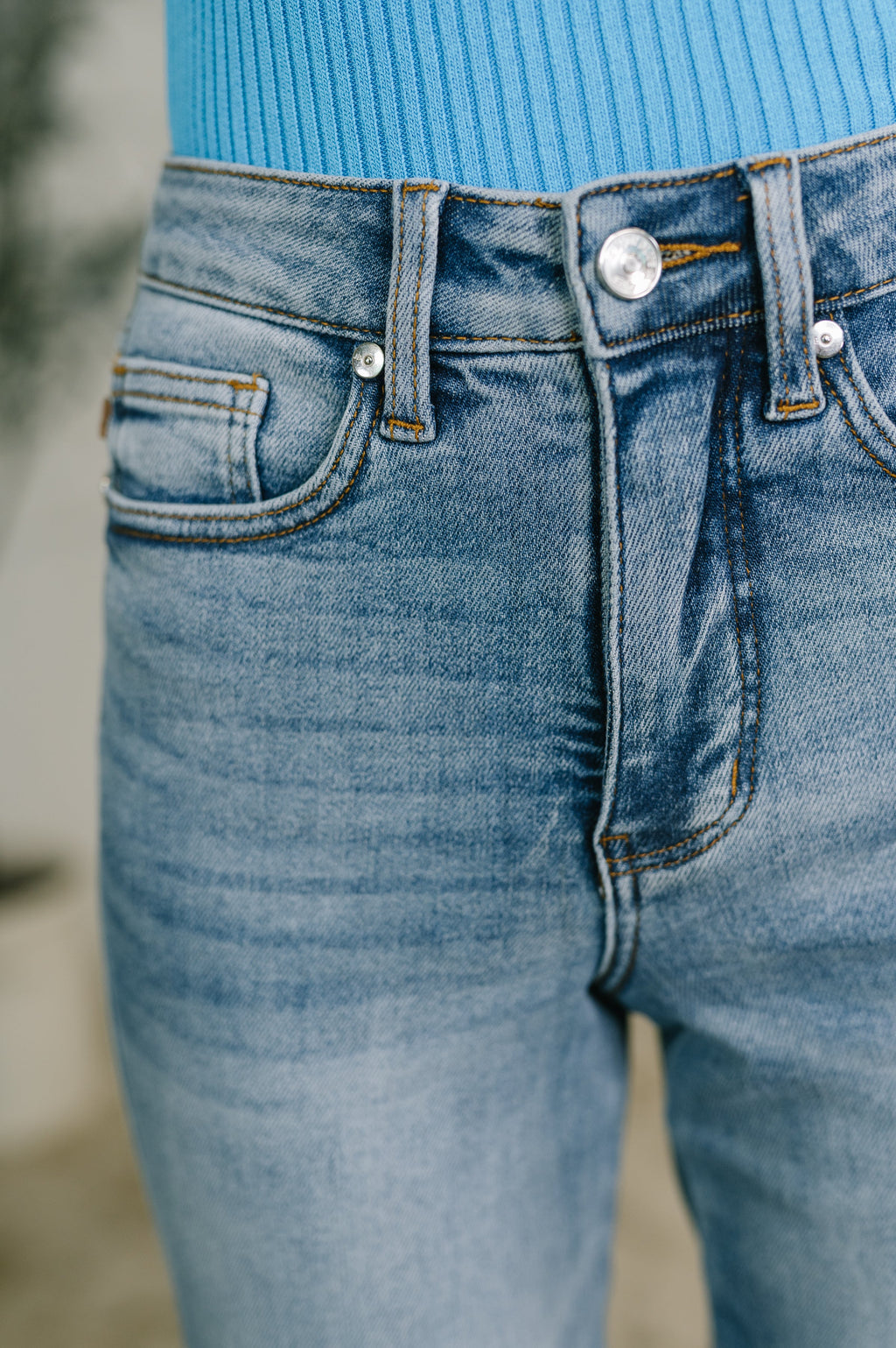 High Waist Ankle Straight Jean - Break Through Blue