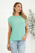 The Casually Iconic Waffle Knit Top- Mint