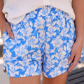 Blue Floral Casual Outing Shorts