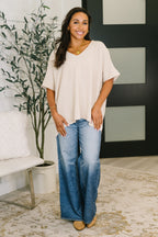 The Soft Structure Crinkle Top- Sand Beige