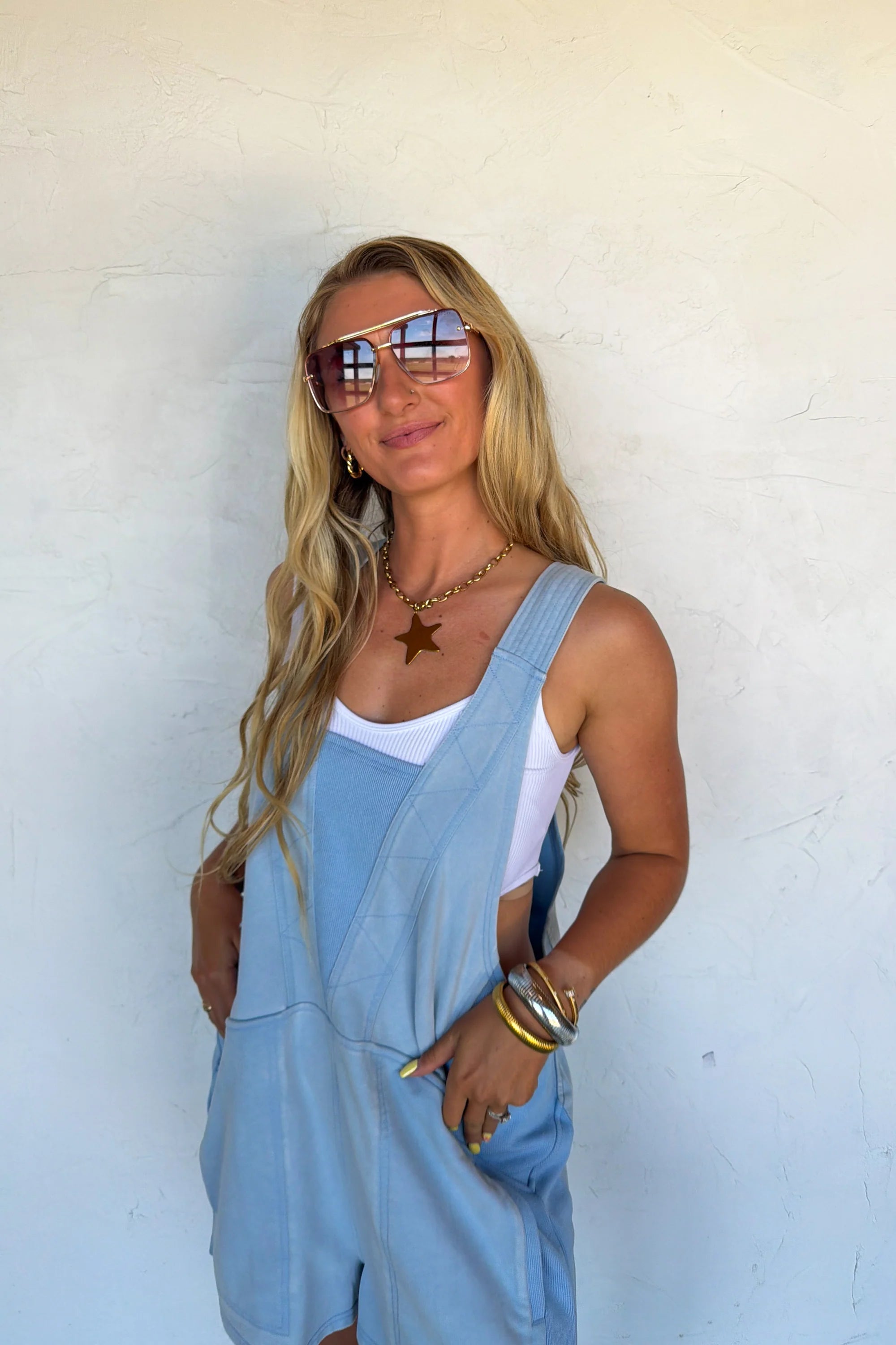 Beach Please Romper- Blue