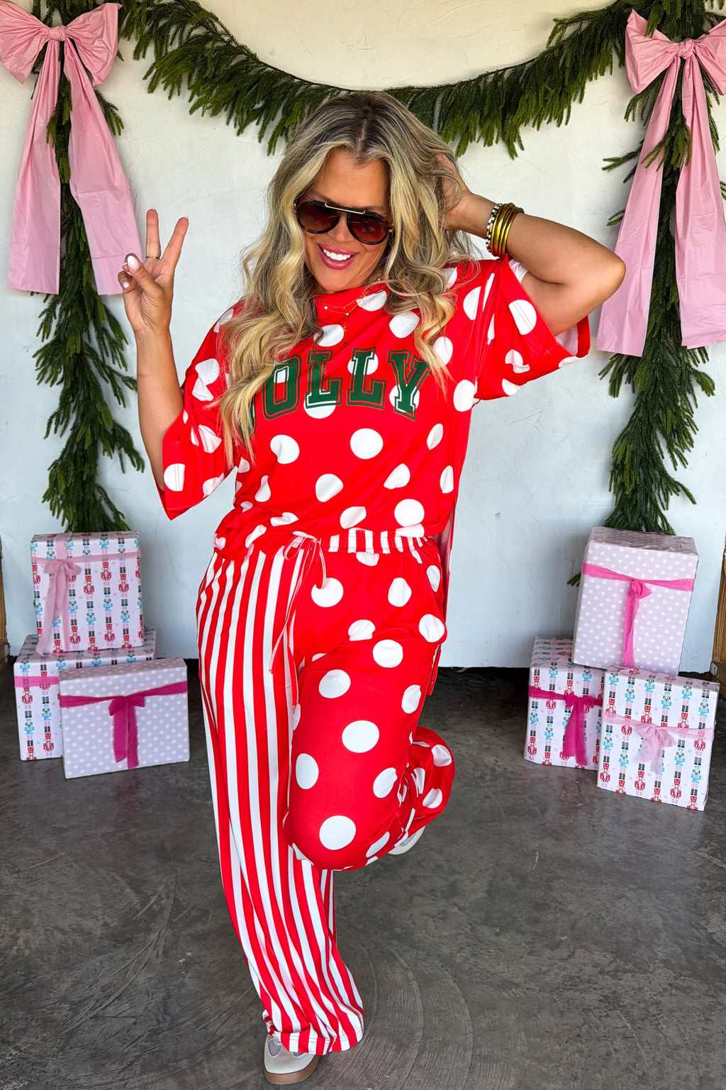 Merry Confetti Lounge Sets- Jolly Red