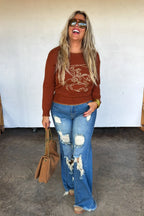 Rodeo Romance Sweater - Brown