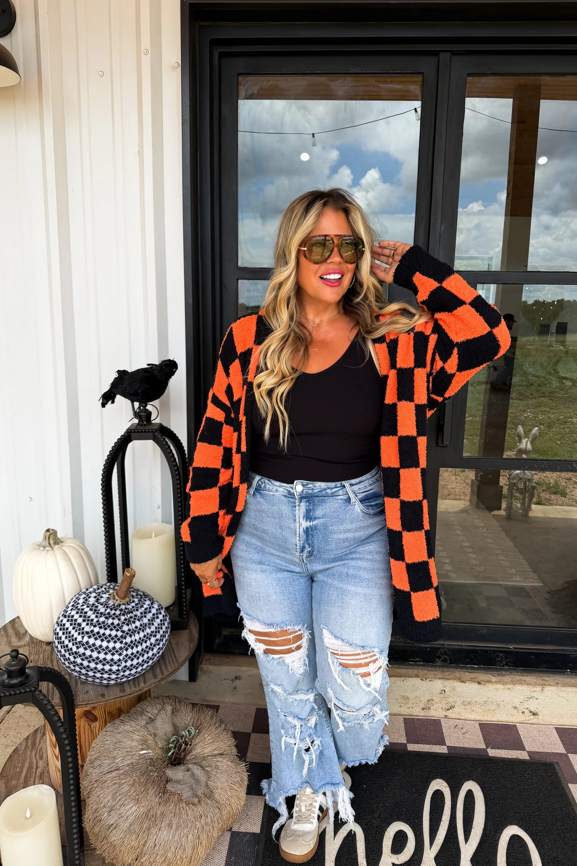 The Boo Crew Cloud Cardigan- Checker