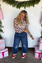Merry Meshmas Top - Checkered Santa