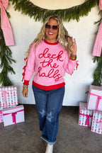 Deck the Halls Bows Sweater- Pink