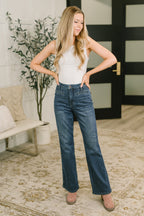 High Waist Bootcut Jean with Welt Pockets