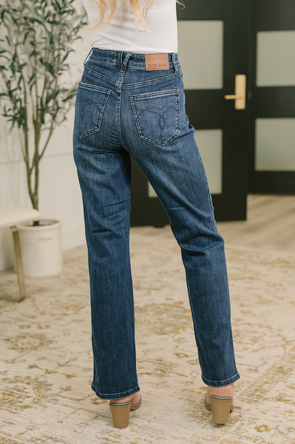 High Waist Bootcut Jean with Welt Pockets