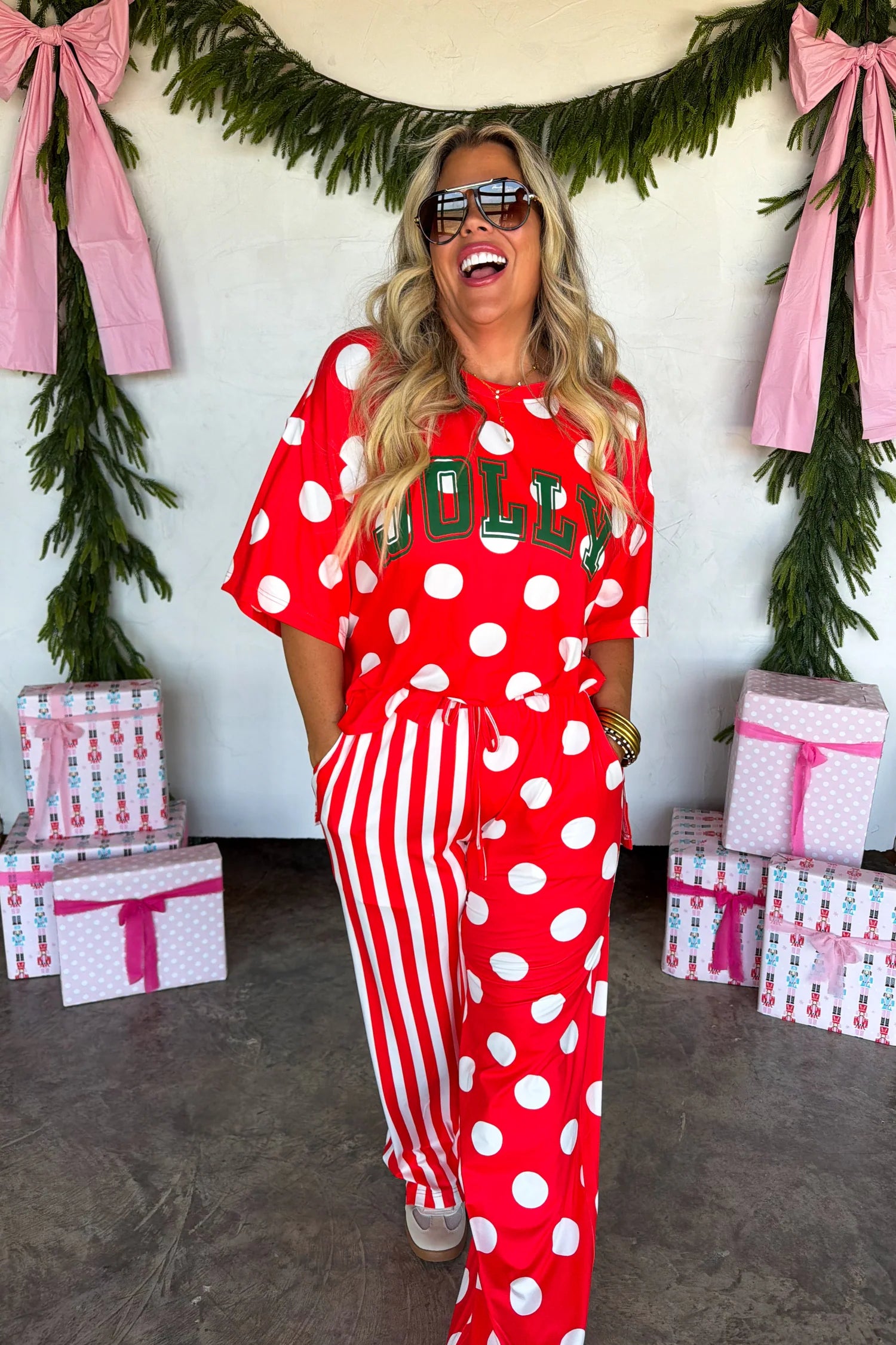 Merry Confetti Lounge Sets- Jolly Red