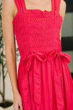 The Playful Statement Dress- Raspberry Red