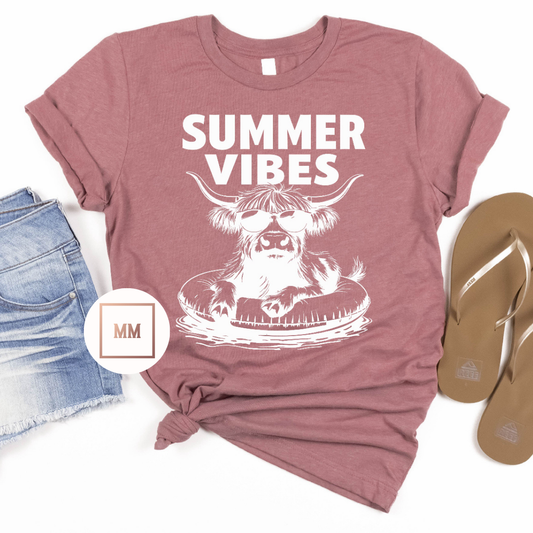Summer Vibes Highland Cow Tee