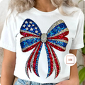 Faux Glitter USA Bow Tee