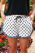 White Polka Dots Ruffle Shorts