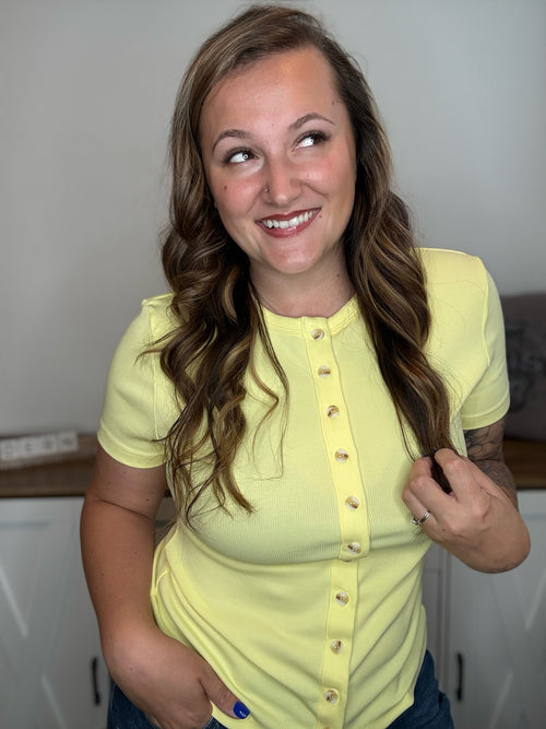 Banana Button Front Ampersand Lulu Tee