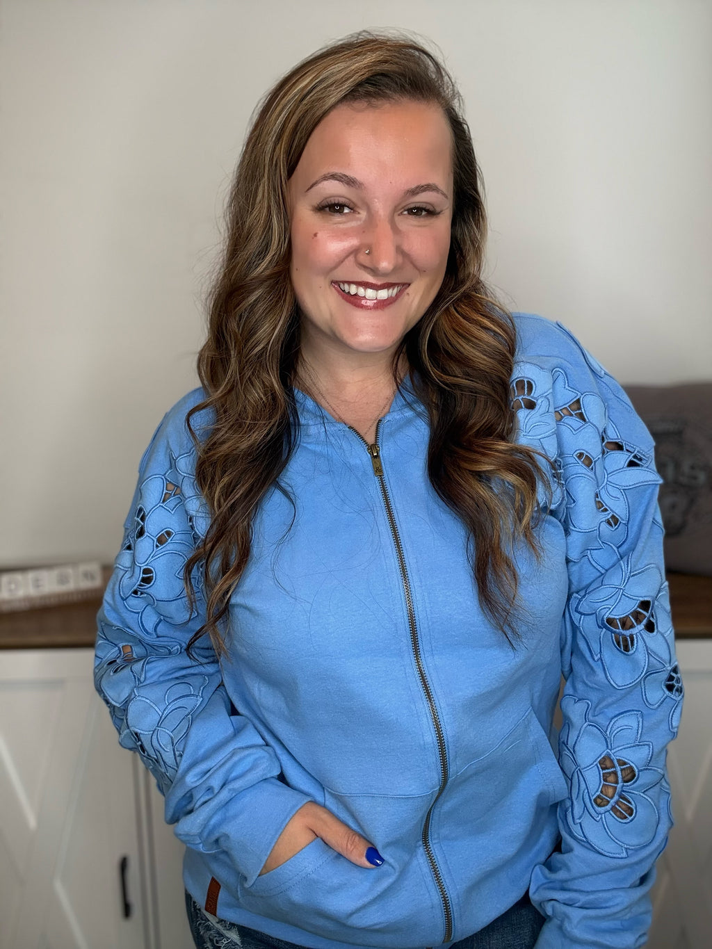 Love Story Blueberry Ampersand Full Zip Sweatshirt
