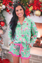 Decked in Ornaments Ruffle Pajama Set