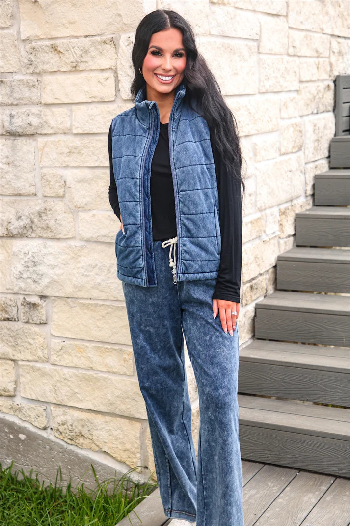 Refined Denim Wide Leg Pants- Light Wash