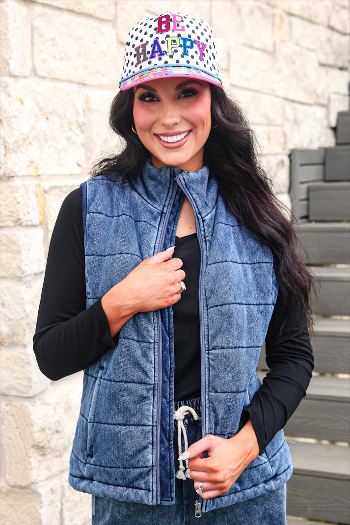 Refined Denim Puffer Vest