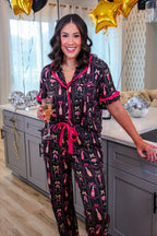 Bows & Bubbly Ruffle Pajama Set