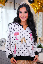 Polka Dot Cheers Terry Pullover