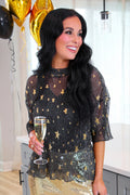 Chasing Stars Mesh Top- Black