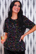 Multi Color Velvet Sequin Tee