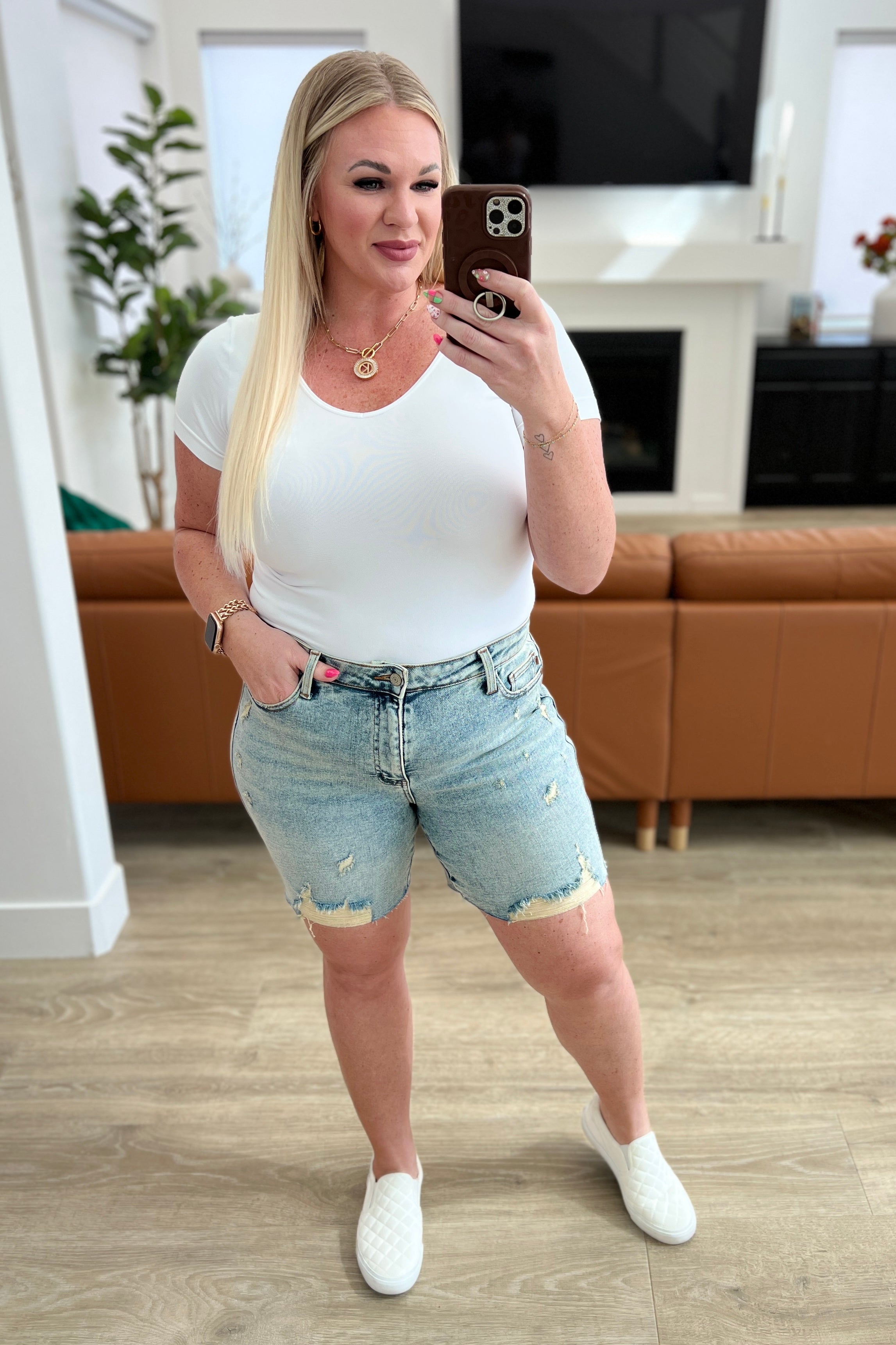 The Mineral Wash Distressed Judy Blue Boyfriend Shorts