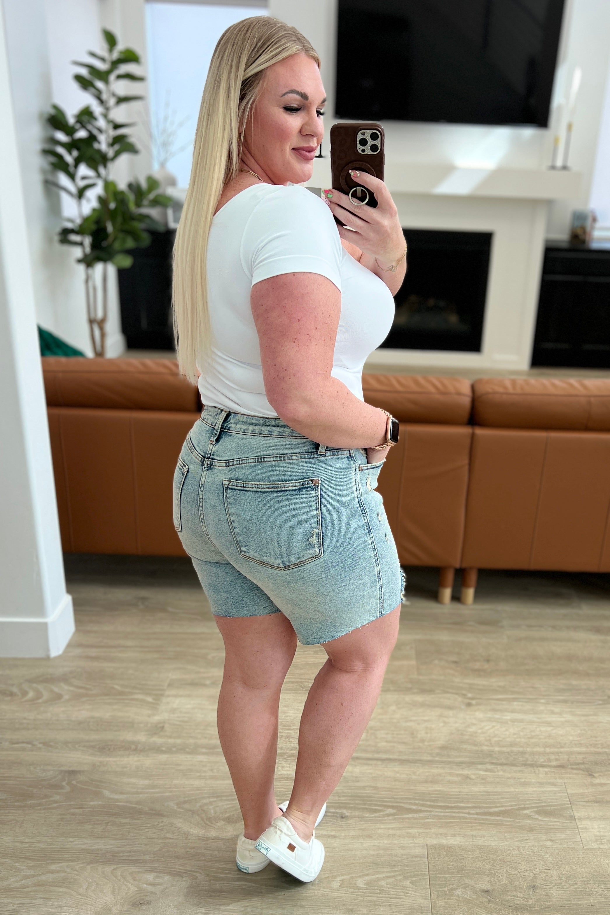 The Mineral Wash Distressed Judy Blue Boyfriend Shorts