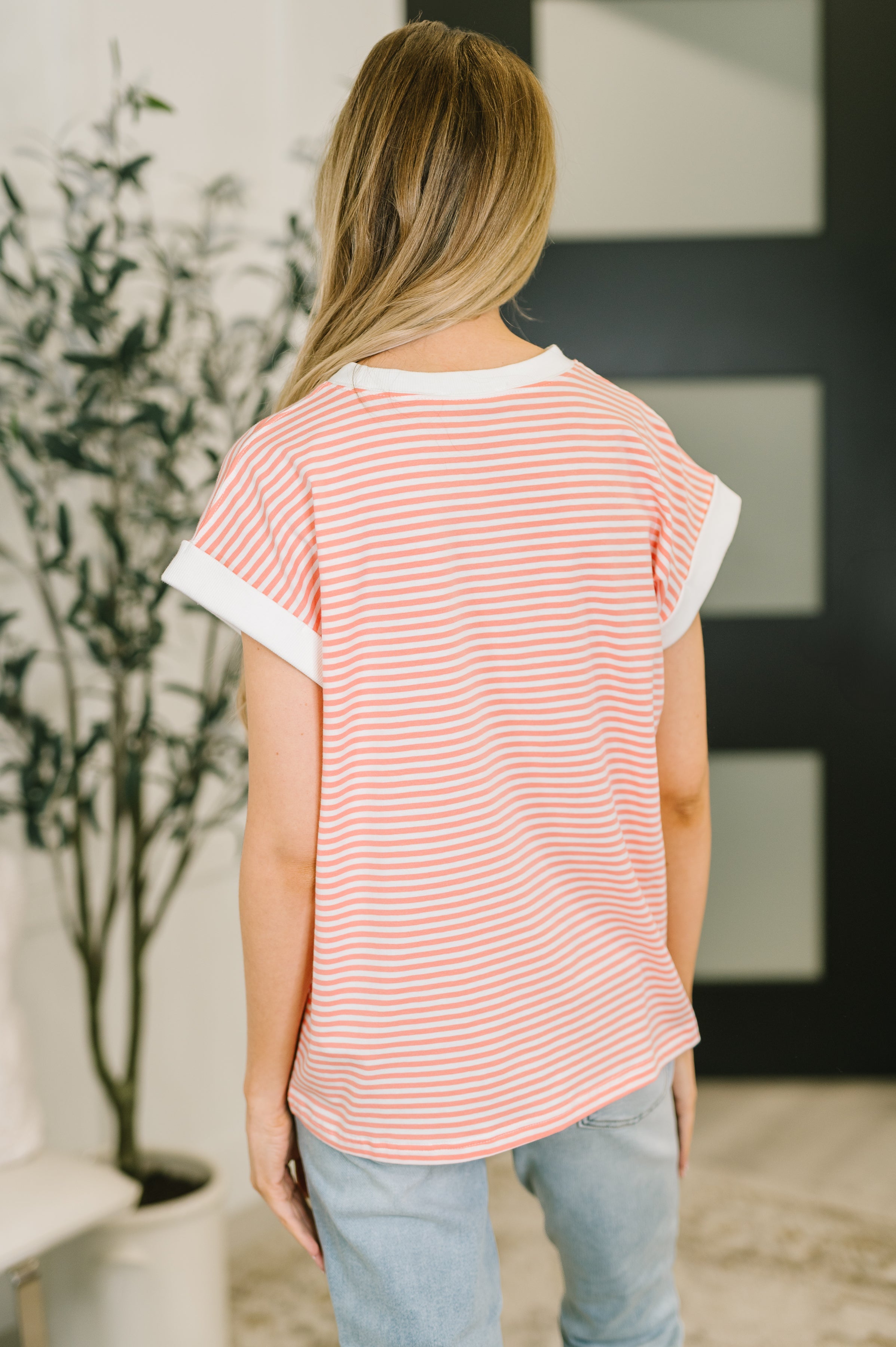 I Wouldn't Mind Short Sleeve Top- Coral