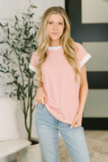 I Wouldn't Mind Short Sleeve Top- Coral