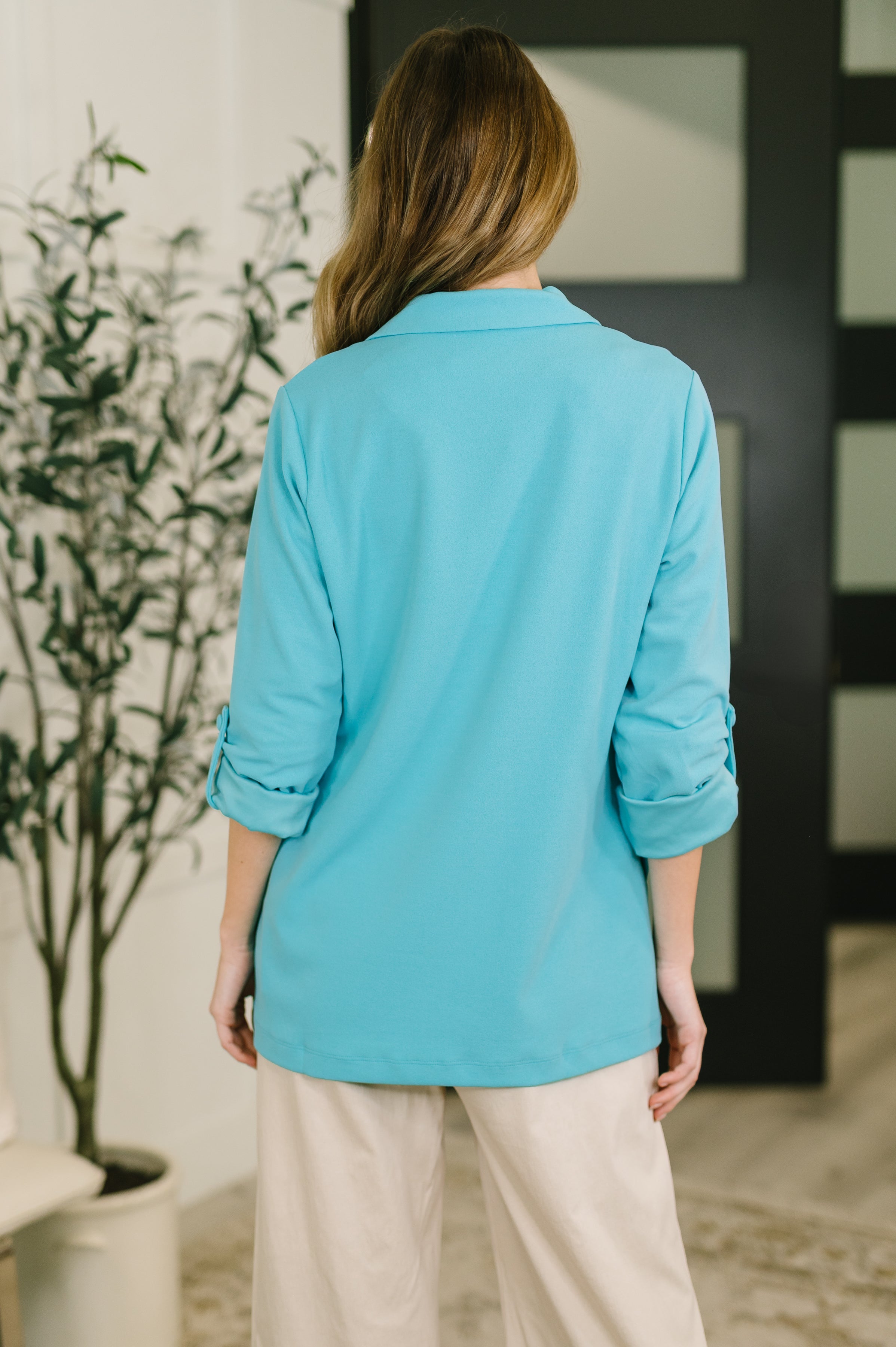 The Power Move Blazer- Aqua